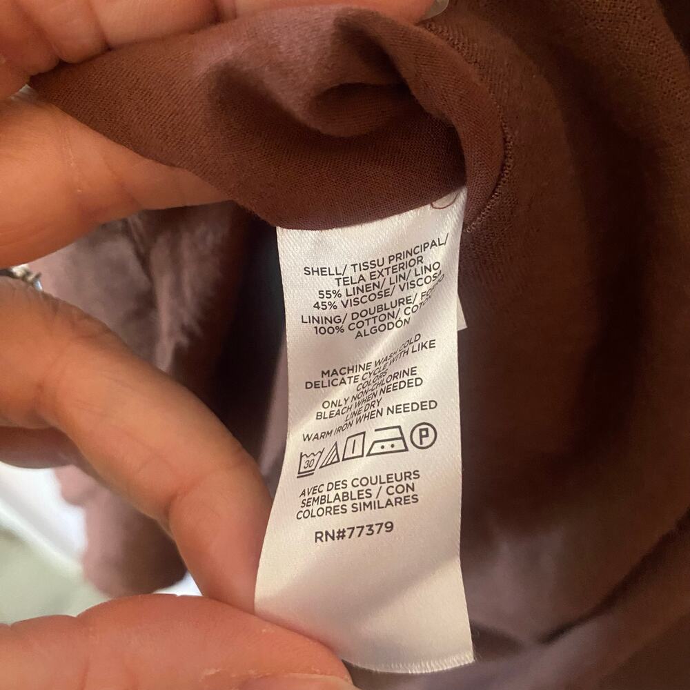 NWT Ann Taylor Chocolate Brown Linen Blend Sleeveless Mini Dress V-neck Women 4 - Picture 11 of 11